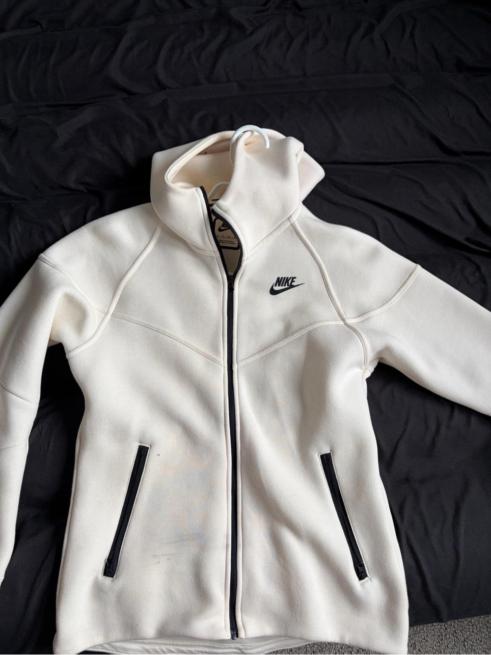 Nike Cream Full-Zip Jacket with Black Logo Accents
